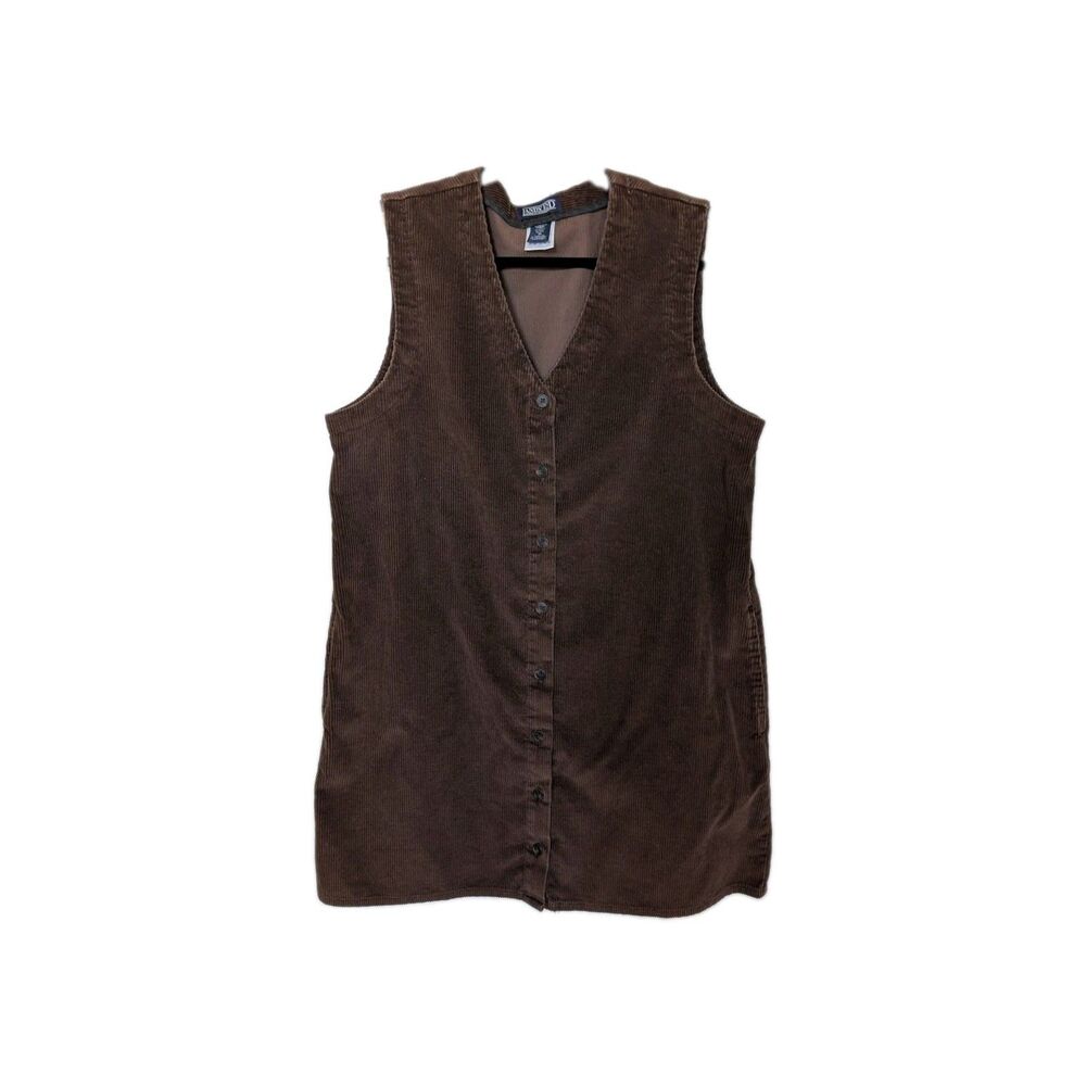 Land's End Brown Corduroy Jumper Dress 16P Fall